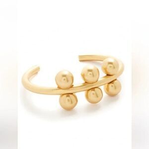 New Madewell Sculptural Gold Thick Brass Spheres Cuff Globe Bracelet Boho Art